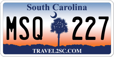 SC license plate MSQ227