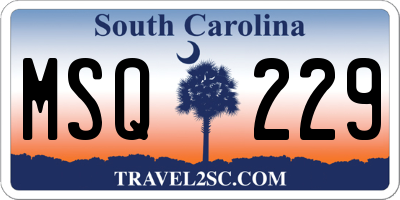 SC license plate MSQ229