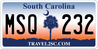 SC license plate MSQ232