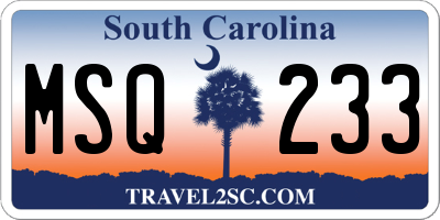 SC license plate MSQ233