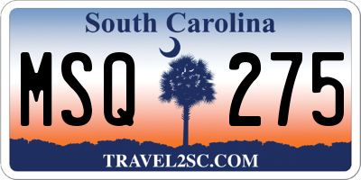 SC license plate MSQ275