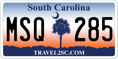 SC license plate MSQ285