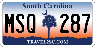 SC license plate MSQ287
