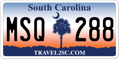 SC license plate MSQ288