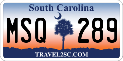 SC license plate MSQ289
