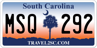 SC license plate MSQ292