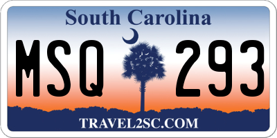 SC license plate MSQ293