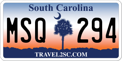 SC license plate MSQ294