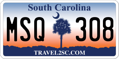 SC license plate MSQ308
