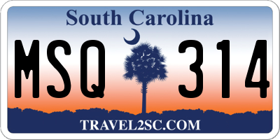 SC license plate MSQ314