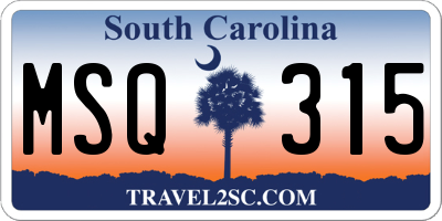 SC license plate MSQ315
