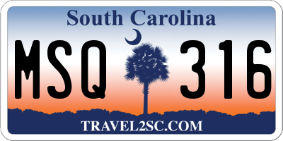 SC license plate MSQ316