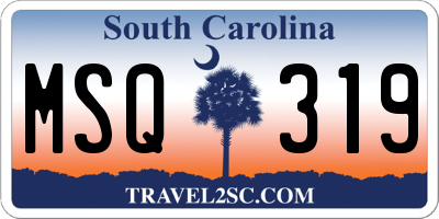 SC license plate MSQ319