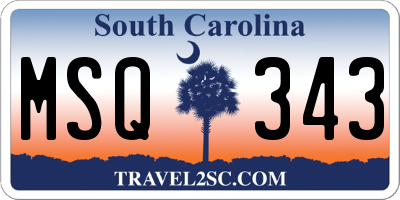 SC license plate MSQ343