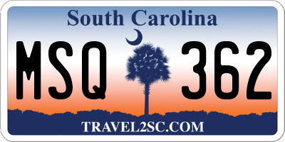 SC license plate MSQ362