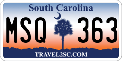 SC license plate MSQ363
