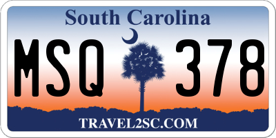 SC license plate MSQ378
