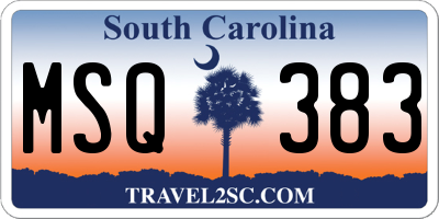 SC license plate MSQ383
