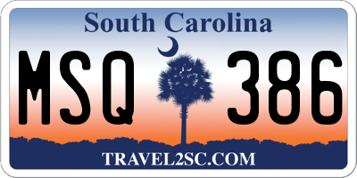 SC license plate MSQ386