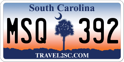 SC license plate MSQ392