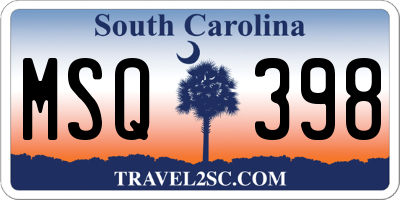 SC license plate MSQ398