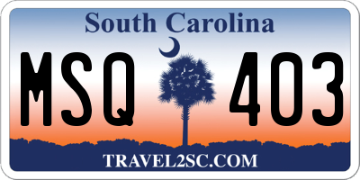 SC license plate MSQ403