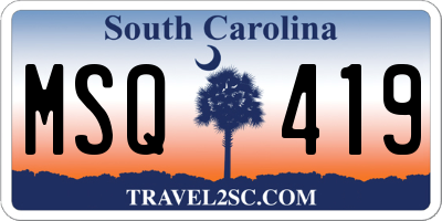 SC license plate MSQ419