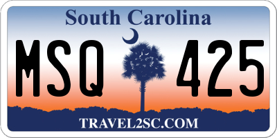 SC license plate MSQ425