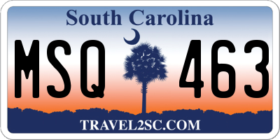 SC license plate MSQ463