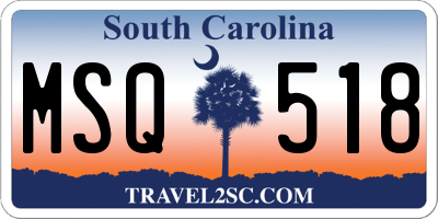 SC license plate MSQ518