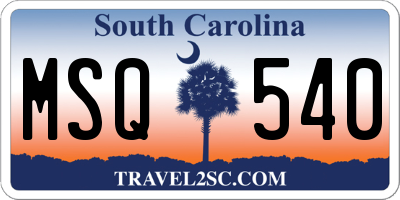 SC license plate MSQ540