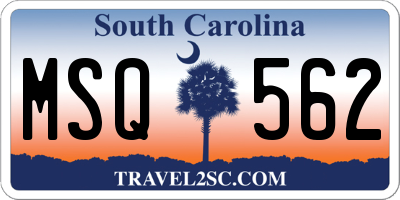 SC license plate MSQ562