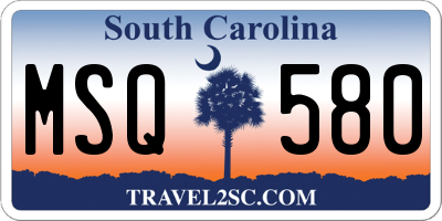 SC license plate MSQ580