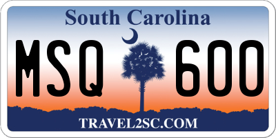 SC license plate MSQ600