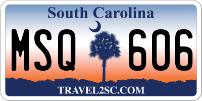 SC license plate MSQ606