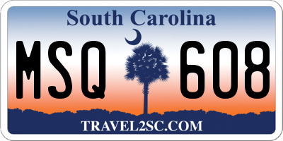 SC license plate MSQ608