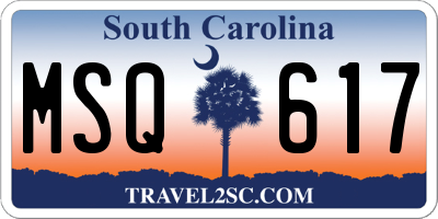 SC license plate MSQ617
