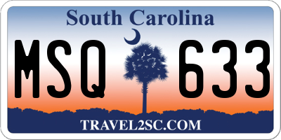 SC license plate MSQ633