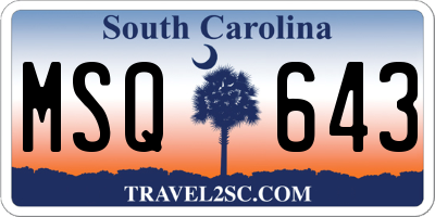 SC license plate MSQ643