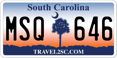 SC license plate MSQ646