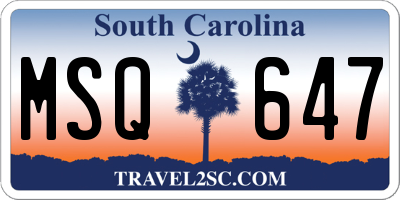 SC license plate MSQ647