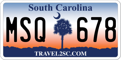 SC license plate MSQ678