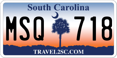 SC license plate MSQ718