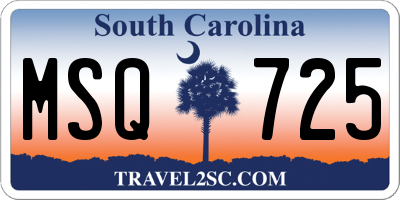 SC license plate MSQ725