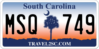 SC license plate MSQ749