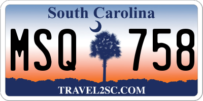 SC license plate MSQ758