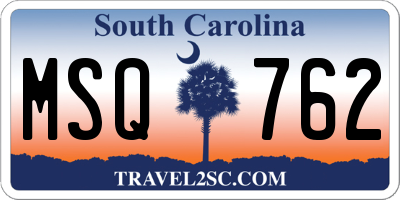 SC license plate MSQ762