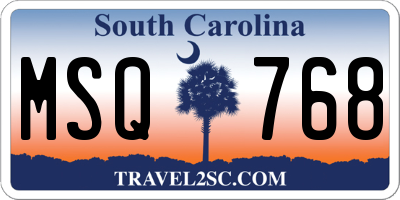 SC license plate MSQ768