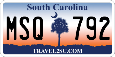 SC license plate MSQ792
