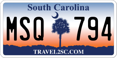 SC license plate MSQ794
